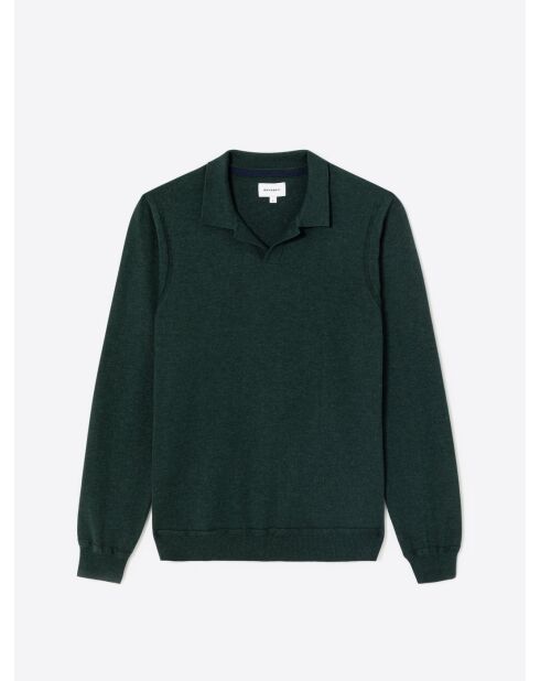 Pull à col derby en coton mélangé vert profond