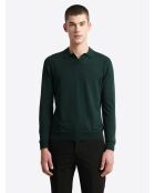 Pull à col derby en coton mélangé vert profond