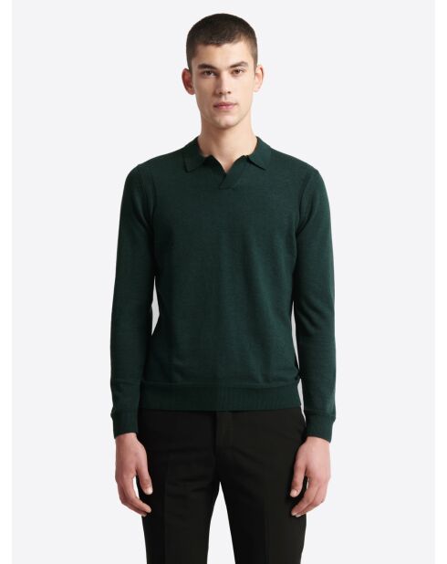 Pull à col derby en coton mélangé vert profond