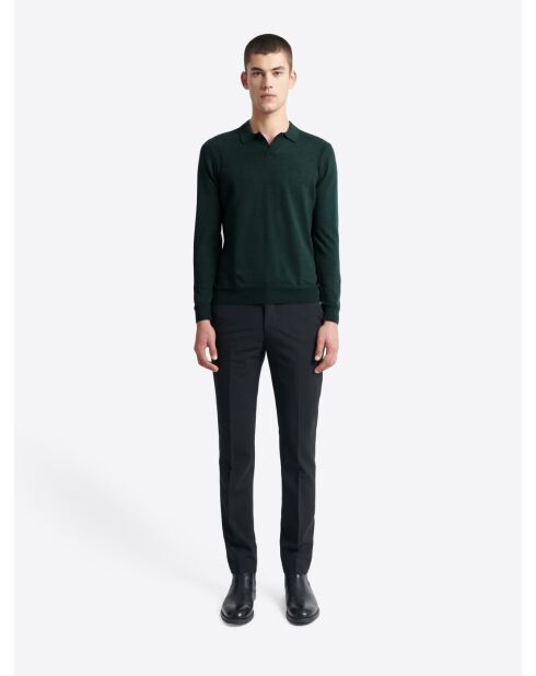 Pull à col derby en coton mélangé vert profond