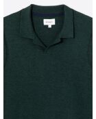 Pull à col derby en coton mélangé vert profond