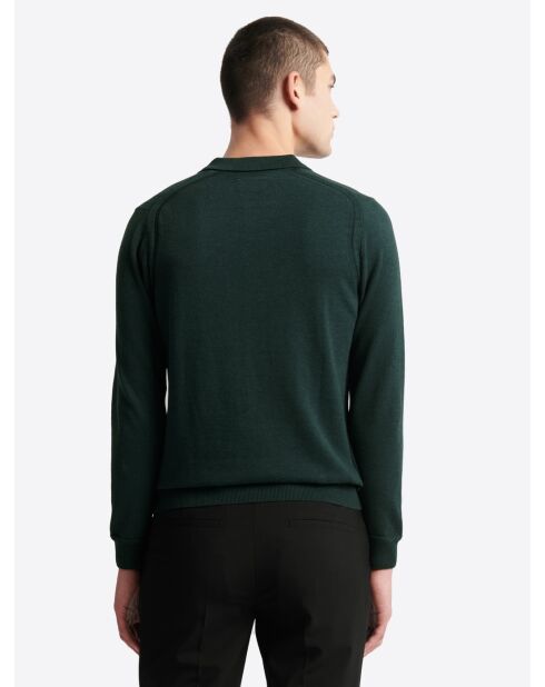 Pull à col derby en coton mélangé vert profond