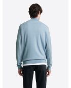 Pull col cheminée zip 100% Laine mérinos bleu ciel 2
