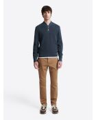 Pull col boutonné en Coton bleu