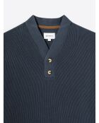 Pull col boutonné en Coton bleu