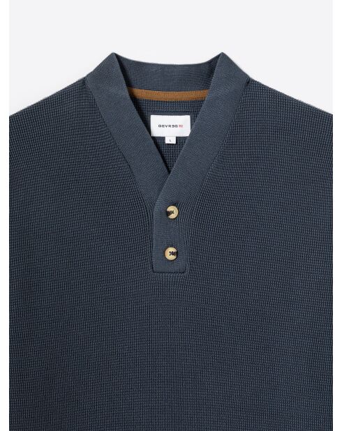 Pull col boutonné en Coton bleu