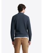 Pull col boutonné en Coton bleu