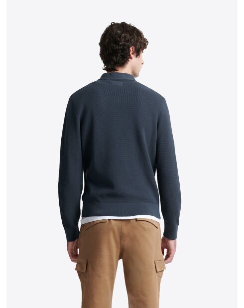 Pull col boutonné en Coton bleu