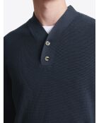 Pull col boutonné en Coton bleu