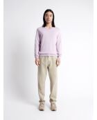 Pull col v en 100% Coton bio orchidée