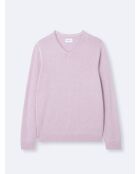 Pull col v en 100% Coton bio orchidée