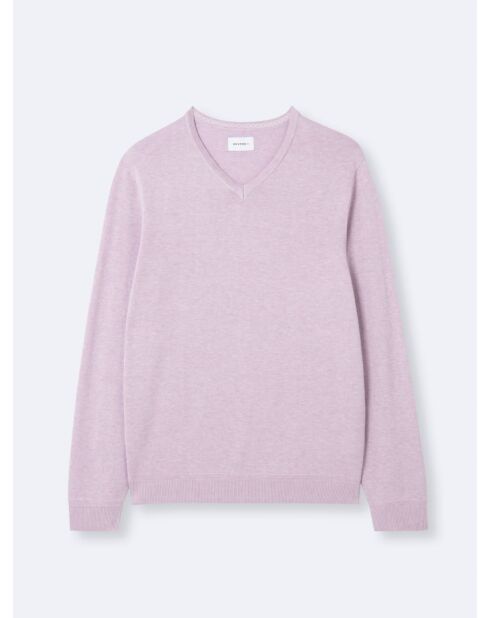 Pull col v en 100% Coton bio orchidée