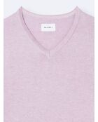 Pull col v en 100% Coton bio orchidée