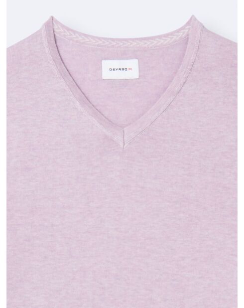 Pull col v en 100% Coton bio orchidée