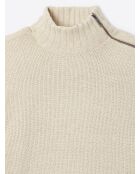 Pull col cheminée en Coton & Cachemire ivoire