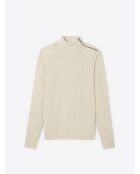 Pull col cheminée en Coton & Cachemire ivoire