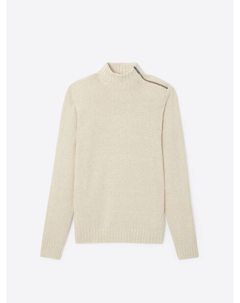 Pull col cheminée en Coton & Cachemire ivoire