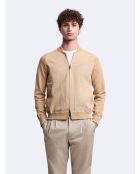 Cardigan 100% coton col teddy beige safari