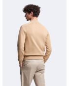 Cardigan 100% coton col teddy beige safari