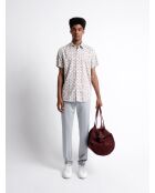 Chemise fleurie 100% coton blanc cassé