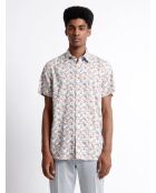 Chemise fleurie 100% coton blanc cassé