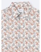 Chemise fleurie 100% coton blanc cassé