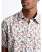 Chemise fleurie 100% coton blanc cassé