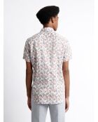 Chemise fleurie 100% coton blanc cassé