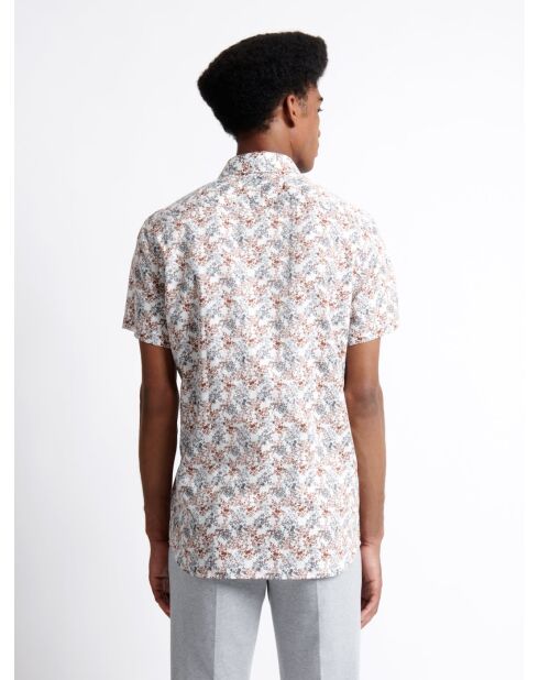 Chemise fleurie 100% coton blanc cassé