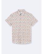 Chemise fleurie 100% coton blanc cassé