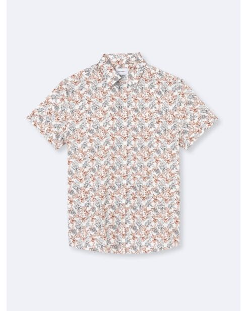 Chemise fleurie 100% coton blanc cassé