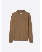 Pull col v en Laine mélangée noisette