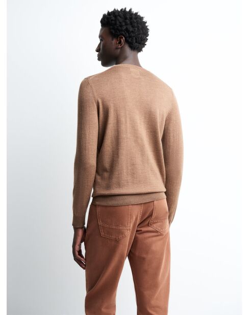 Pull col rond 100% Laine mérinos camel