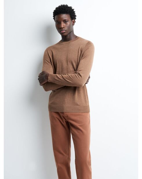 Pull col rond 100% Laine mérinos camel