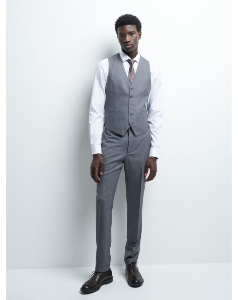 Gilet coordonnable en laine faux uni gris artic