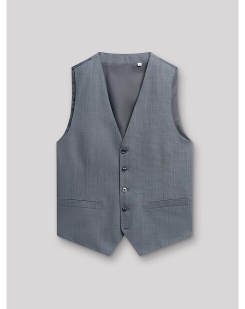 Gilet coordonnable en laine faux uni gris artic