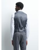 Gilet coordonnable en laine faux uni gris artic