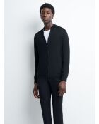Cardigan zippé en laine mérinos noir