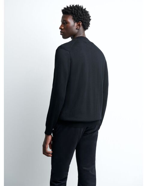 Cardigan zippé en laine mérinos noir