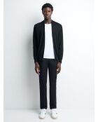 Cardigan zippé en laine mérinos noir