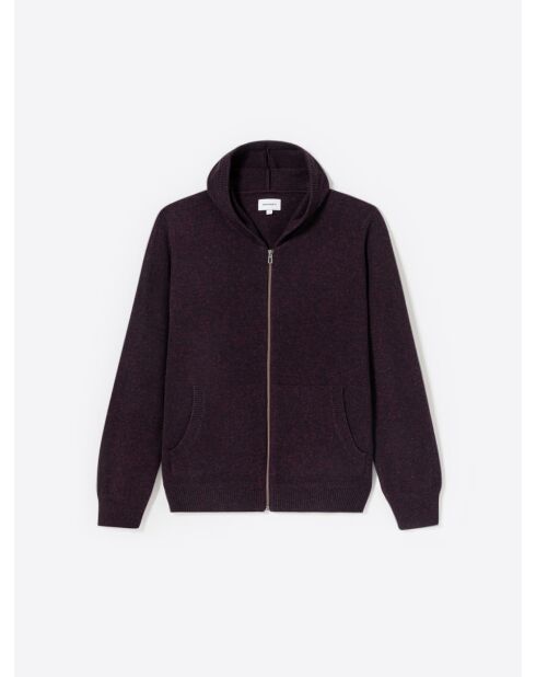 Cardigan à capuche en laine mélangée figue