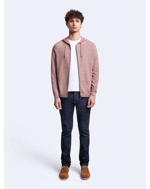 Cardigan à capuche en coton terracotta