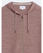 Cardigan à capuche en coton terracotta