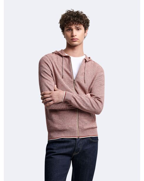 Cardigan à capuche en coton terracotta