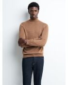 Pull col roulé 100% Laine mérinos camel