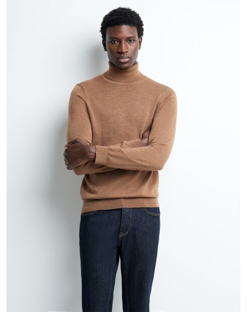 Pull col roulé 100% Laine mérinos camel