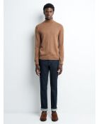 Pull col roulé 100% Laine mérinos camel