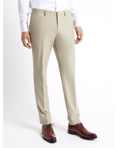 Pantalon de costume bistretch beige doux