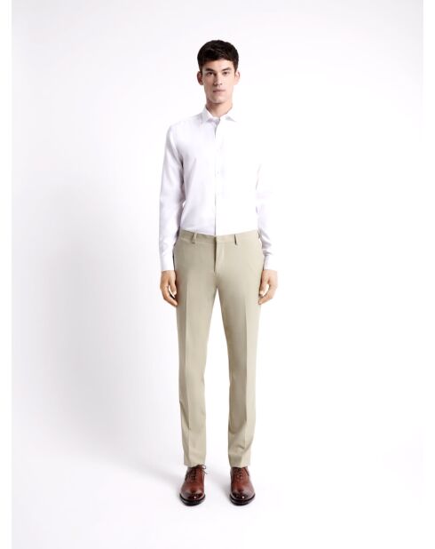 Pantalon de costume bistretch beige doux