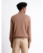 Cardigan à col montant en coton mélangé noisette